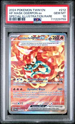 Pokemon TCG Hearthflame Mask Ogerpon ex 212/167 PSA 10 SIR Holo ENG 2024 - Image 1