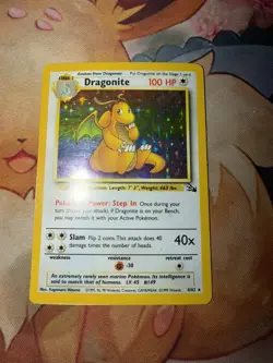 Dragonite 4/62 Holo Rare Fossil Pokemon Unlimited Holo Heavily Played - Image 1