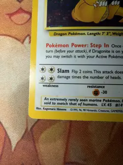 Dragonite 4/62 Holo Rare Fossil Pokemon Unlimited Holo Heavily Played - Image 2
