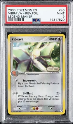 2006 POKEMON EX LEGEND MAKER #46 VIBRAVA-REVERSE FOIL PSA 9 - Image 1