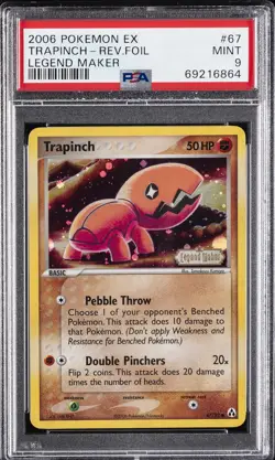 2006 POKEMON EX LEGEND MAKER #67 TRAPINCH-REVERSE FOIL PSA 9 - Image 1