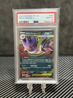 2025 POKEMON PFL EN-PHANTASMAL FLAMES #056 MEGA GENGAR EX PSA 10 - Image 1