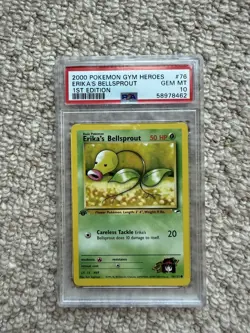 2000 Pokemon Gym Heroes 1st Edition Erika's Bellsprout 76/132 PSA 10 Gem Mint - Image 1