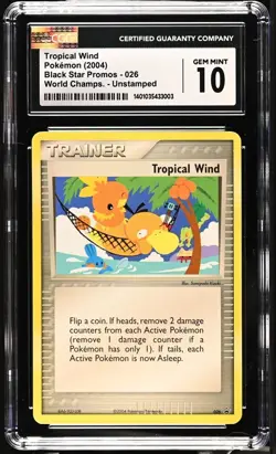2004 Pokemon Tropical Wind World Champs. Unstamped Black Star Promos #026 CGC 10 - Image 1
