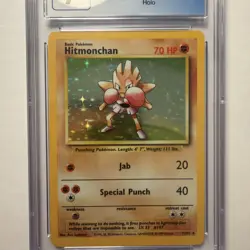 CGC 7 Hitmonchan Base Set Unlimited Holo Rare 7/102 1999 Pokemon EN - Image 2