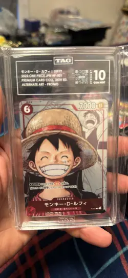 Bandai One Piece CCG Monkey D. Luffy P-001 TAG 10 Foil Promo Alt Art (JP) - Image 1