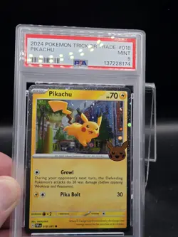 Pokemon Pikachu Trick or Trade Booster 2024 Cosmos Holo 018/091 PSA 9 Card - Image 1