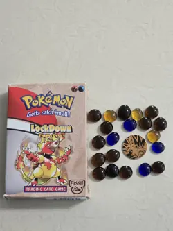 Vintage Pokemon TCG 1999 Aerodactyl Coin & 20 Damage Counters with Lockdown box - Image 1