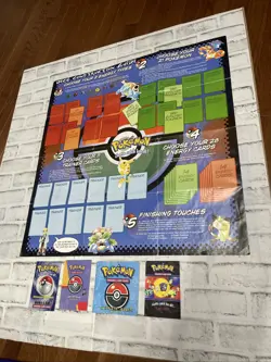 Pokemon TCG Original Playmat 1999 WOTC Double-Sided Map Poster & Manuals VGC Vtg - Image 1