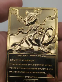1999 MEWTWO #150 Gold Bar Card Limited Edition Burger King Gold Plated Pokemon - Image 3