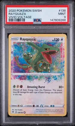 2020 Pokemon Vivid Voltage Rayquaza Amazing Rare #138 PSA 9 Mint - Image 1