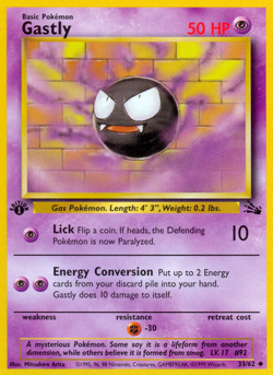 Gastly 33/62 Fossil Uncommon MP 1999 1st Edition - Image 2