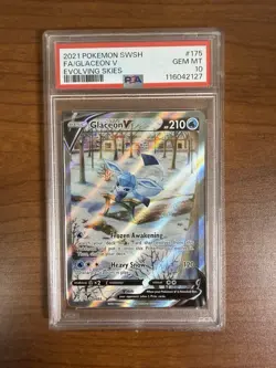 2021 Pokemon SWSH Evolving Skies #175 FA/Glaceon V PSA 10 - Image 1