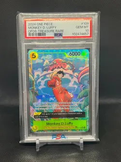 2024 One Piece OP08 EN Treasure Rare #109 Monkey D Luffy PSA 10 GEM MINT - Image 1