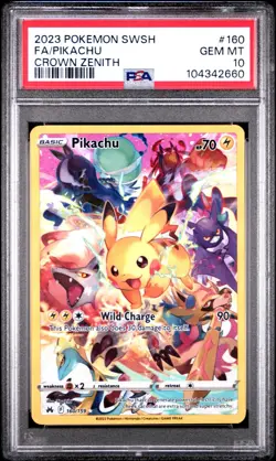 PSA 10 Pikachu 160 Full Art Secret Rare Crown Zenith Pokemon Card - Image 1
