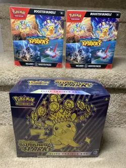 Pokemon TCG Surging Sparks ETB + 2 Booster Bundles Lot of 3! New! Sealed! - Image 1