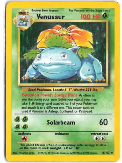 Venusaur 15/102 Holo Holo Rare Base Set Unlimited Pokemon - Image 1