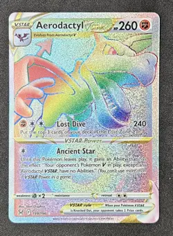 SWSH11: Lost Origin AERODACTYL VSTAR Rainbow Secret Rare #199/196 Pokemon TCG - Image 1