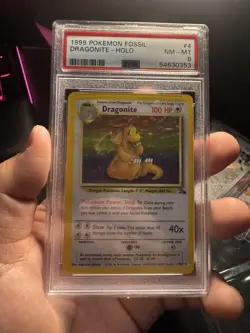 1999 Fossil Dragonite 4/62 Holo PSA 8 ENGLISH Pokemon TCG Card NM-MT - Image 1