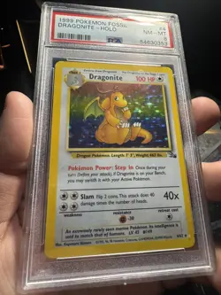 1999 Fossil Dragonite 4/62 Holo PSA 8 ENGLISH Pokemon TCG Card NM-MT - Image 2