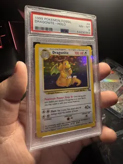 1999 Fossil Dragonite 4/62 Holo PSA 8 ENGLISH Pokemon TCG Card NM-MT - Image 3