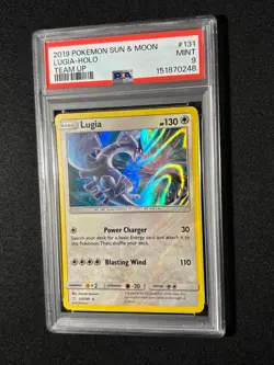 2019 POKEMON SUN & MOON TEAM UP #131 LUGIA-HOLO MINT PSA 9 - Image 1