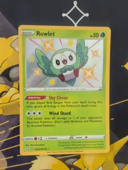 Rowlet SV001/SV122 Shining Fates Holo Rare Pokemon Card - Image 1