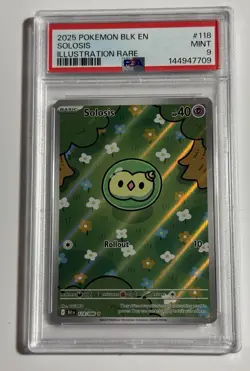 2025 Pokemon Black Bolt Solosis Illustration Rare #118/086 PSA 9 - Image 1
