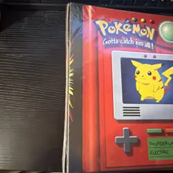 1999 Vintage Pokemon 3-Ring Card Binder Thunder Wave Electric Pikachu Nintendo - Image 2
