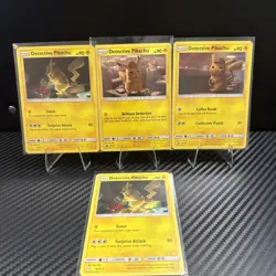 Detective Pikachu Lot of 4 All 3 Types of Pikachu’s Pokemon Cards TCG - Image 1