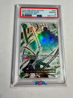 PSA 10 Dead Man's Game OP12-037 Rare Alt Art Holo ONE PIECE CCG EN 2025 Zoro - Image 1