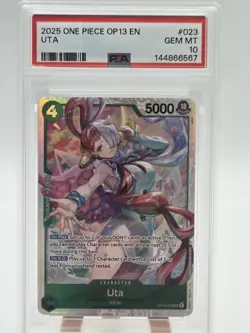 2025 One Piece English OP13-023 Uta Foil PSA 10 Sexy Card - Image 1