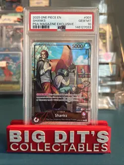 2025 ONE PIECE PROMOS PSA MAGAZINE EXCLUSIVE #001 SHANKS PSA 10 - Image 1