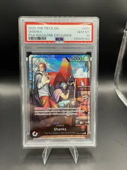 2025 ONE PIECE PROMOS PSA MAGAZINE EXCLUSIVE #001 SHANKS PSA 10 - Image 1