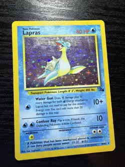 Pokemon TCG Lapras Fossil Holo Unlimited Rare Card 10/62 - Image 1