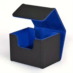 Card Deck Box , Card Storage Box Fits 100 Single Sleeved Cards, PU Leather Stron - Image 1