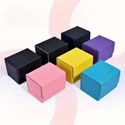 Card Deck Box , Card Storage Box Fits 100 Single Sleeved Cards, PU Leather Stron - Image 2