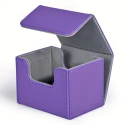 Card Deck Box , Card Storage Box Fits 100 Single Sleeved Cards, PU Leather Stron - Image 3