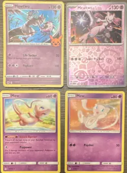 Pokemon TCG Card Lot 4 Mewtwo & Mew Holo Foil English GO Celebrations LO - Image 1