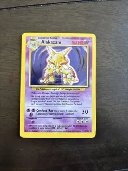 1999 Pokemon TCG Alakazam Base Set Holo Unlimited Rare Card 1/102 - Image 3