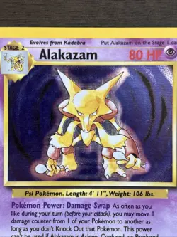 1999 Pokemon TCG Alakazam Base Set Holo Unlimited Rare Card 1/102 - Image 4