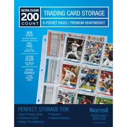 Samsill 200 Pack 9 Pocket Trading Card Sleeves, Holds 1800 200 Pack, Clear - Image 1