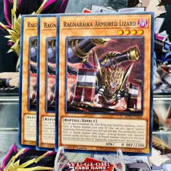 3x Yugioh Playset Ragnaraika Armored Lizard MP25-EN344 Common 1st Ed Near Mint - Image 1