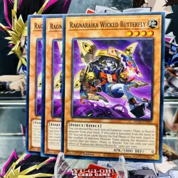 3x Yugioh Playset Ragnaraika Wicked Butterfly MP25-EN382 Common 1st Ed Near Mint - Image 1