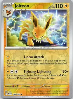 Pokemon Jolteon 135/165 151 Rare Reverse Holo NM TCG Lightning - Image 1