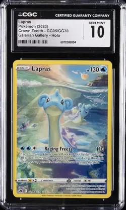2023 POKEMON CROWN ZENITH GALARIAN GALLERY HOLO LAPRAS CGC 10 GEM MINT - Image 1