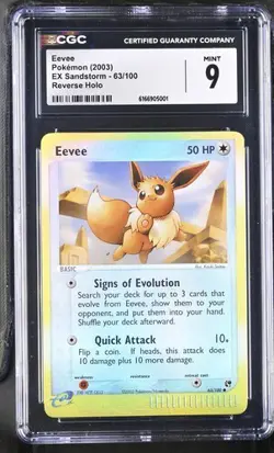 2003 Pokemon EX Sandstorm Eevee Reverse Holo #63/100 CGC 9 PSA - Image 1