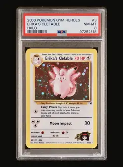 Pokemon TCG 1999-2000 Erika's Clefable 3/132 Gym Heroes Vintage Holo PSA 8 - Image 1
