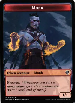 MTG TCG - Monk Token 14 Dominaria United - NM - Image 1
