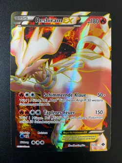 POKEMON RESHIRAM EX FULL ART ULTRA RARE 95/99 B&W NEXT DESTINIES GERMAN EX - Image 1